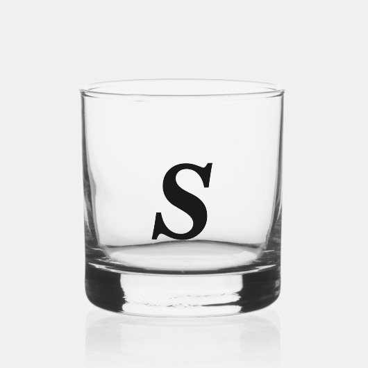 Aangepast Modern Monogram Initiaal Whisky Glas (Voorkant)