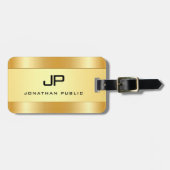 Aangepast modern monogram met de naam Gold look Gl Bagagelabel (Voorkant horizontaal)