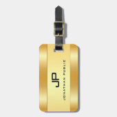 Aangepast modern monogram met de naam Gold look Gl Bagagelabel (Voorkant verticaal)
