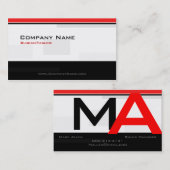 Aangepast modern monogram zwart-wit en rood visitekaartje (Voorkant / Achterkant)