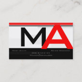 Aangepast modern monogram zwart-wit en rood visitekaartje (Achterkant)