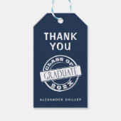 Aangepast modern Navy Blue Afstuderen Dank je Cadeaulabel (Voorkant)