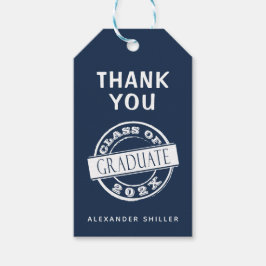 Aangepast modern Navy Blue Afstuderen Dank je Cadeaulabel