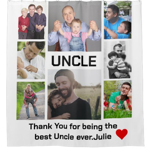 Aangepast modern Oom 8 Foto Collage Douchegordijn (Voorkant)