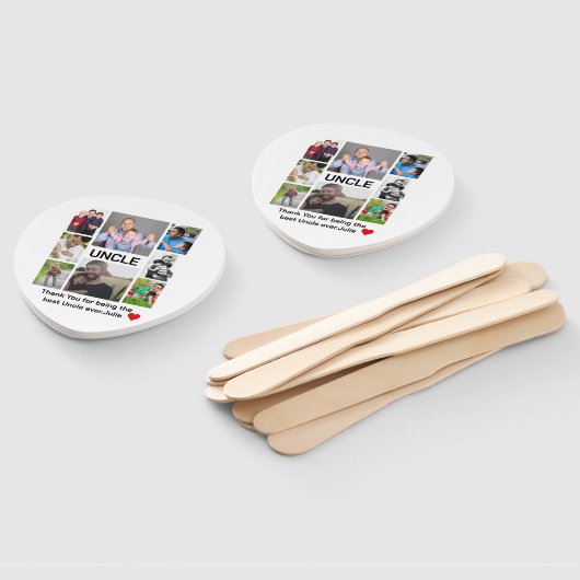 Aangepast modern Oom 8 Foto Collage Handwaaier (Niet-gemonteerd)