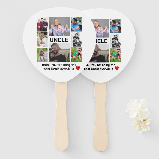 Aangepast modern Oom 8 Foto Collage Handwaaier (Voorkant en achterkant)