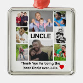 Aangepast modern Oom 8 Foto Collage Metalen Ornament (Voorkant)