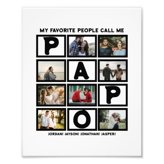 Aangepast modern opa Papo 8 fotocollage Foto Afdruk (Voorkant)