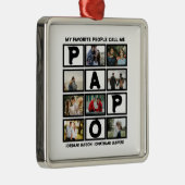 Aangepast modern opa Papo 8 fotocollage Metalen Ornament (Rechts)