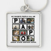 Aangepast modern opa Papo 8 fotocollage Sleutelhanger (Voorkant)