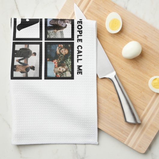 Aangepast modern opa Papo 8 fotocollage Theedoek (Quarter Fold)
