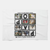 Aangepast modern opa Papo 8 fotocollage Theedoek (Horizontaal)