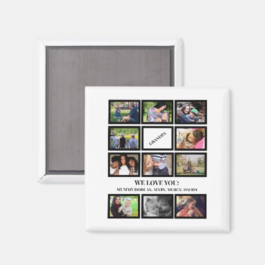 Aangepast modern opa vaders Dag 11 Fotocollage Magneet (Voorkant / Achterkant)