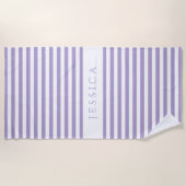 Aangepast modern Paars striped patroon Strandlaken (Voorkant)