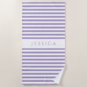 Aangepast modern Paars striped patroon Strandlaken (Voorkant)