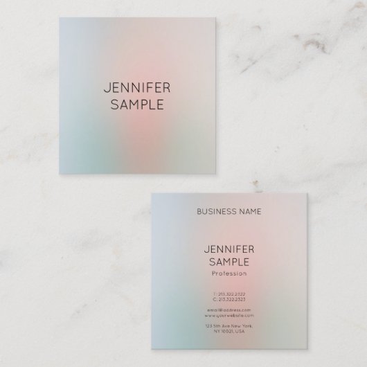 Aangepast, modern pastel met minimalistisch ontwer vierkante visitekaartje (Voorkant / Achterkant)