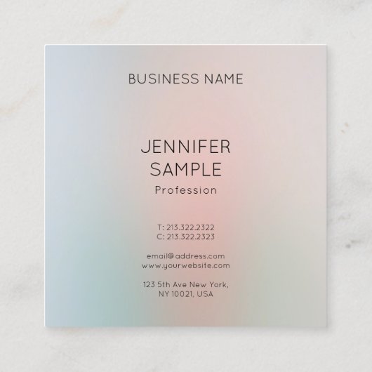 Aangepast, modern pastel met minimalistisch ontwer vierkante visitekaartje (Achterkant)