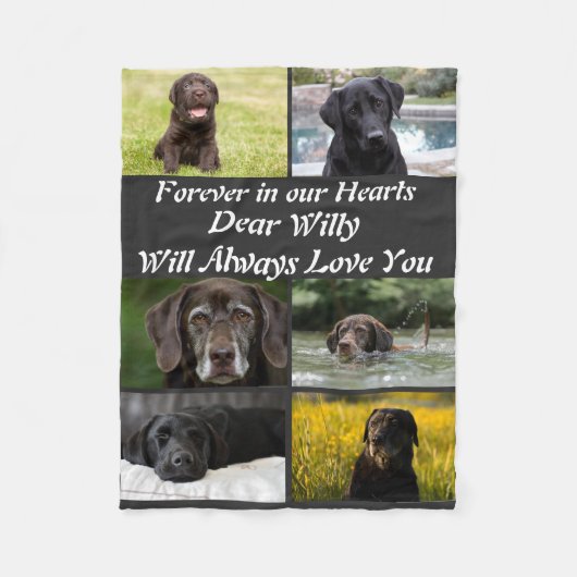 Aangepast modern Pet Memorial 6 Foto Collage Fleece Deken (Voorkant)