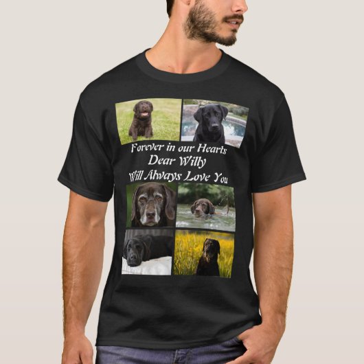 Aangepast modern Pet Memorial 6 Foto Collage T-shirt (Voorkant)