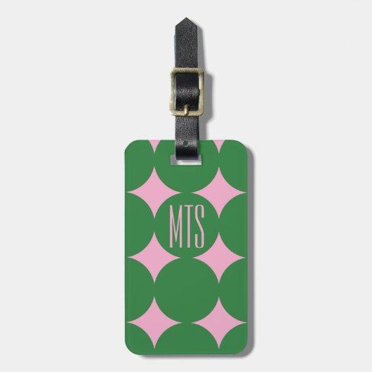Aangepast modern puntmonogram, gepersonaliseerd gr bagagelabel (Voorkant verticaal)