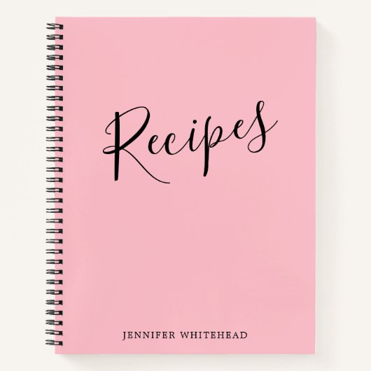 Aangepast modern Recipe Journal roze Notitieboek (Voorkant)