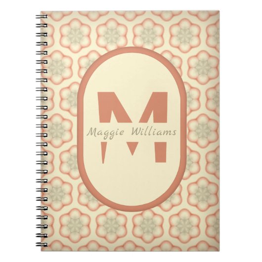 Aangepast Modern Retro Monogram Notitieboek (Voorkant)