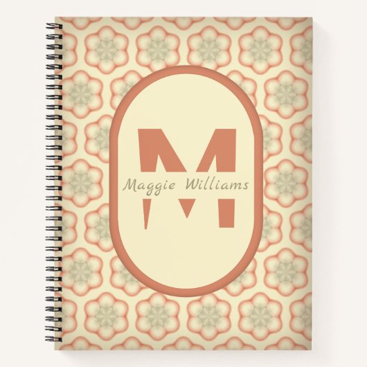 Aangepast Modern Retro Monogram Notitieboek (Voorkant)