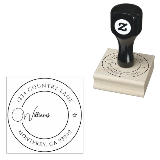 Aangepast Modern Rond Terugkeeradres Gepersonalise Rubberstempel (Gestempeld)