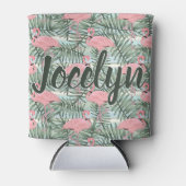 Aangepast modern roze lamingoenen Palm Leafs Patro Blikjeskoeler (Voorkant)