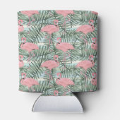 Aangepast modern roze lamingoenen Palm Leafs Patro Blikjeskoeler (Achterkant)