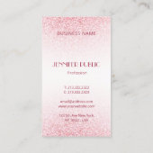 Aangepast Modern Roze Rose Gold Glitter Visitekaartje (Achterkant)