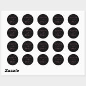 Aangepast modern roze zwart huwelijk ronde sticker (Vel)