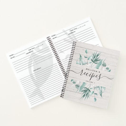Aangepast modern Rustic Waterverf Script Recipe Notitieboek (Binnen)