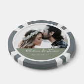 Aangepast Modern Sage Green Photo Calligraphy Scri Poker Chips (Enkel)