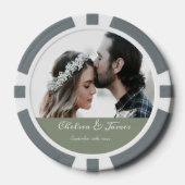 Aangepast Modern Sage Green Photo Calligraphy Scri Poker Chips (Voorkant)