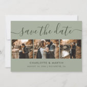 Aangepast modern Sage Green Wedding 4 Foto Save The Date (Voorkant)