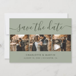Aangepast modern Sage Green Wedding 4 Foto Save The Date