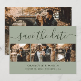 Aangepast modern Sage Green Wedding 4 Foto Save The Date