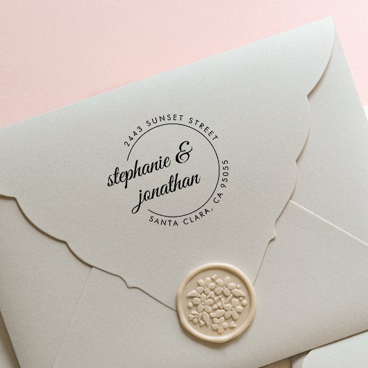 Aangepast modern Script Circular Return-adres Rubberstempel