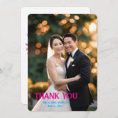 Aangepast Modern Script Eenvoudige Fotobruiloft Bedankkaart (Voorkant / Achterkant)