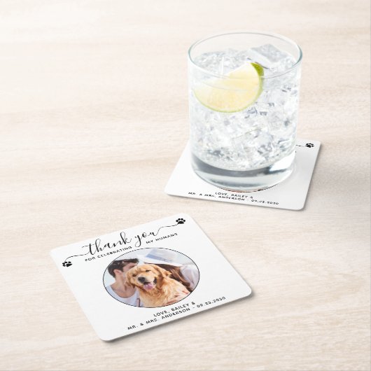 Aangepast modern script - Je foto van bruiloft geb Kartonnen Onderzetters (Insitu)