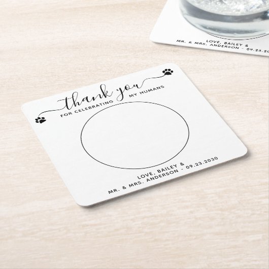 Aangepast modern script - Je foto van bruiloft geb Kartonnen Onderzetters (Schuin)