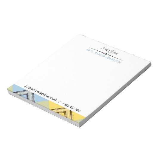 Aangepast modern script naam E-mail Tel Pset Tarta Notitieblok (Linkerzijde)