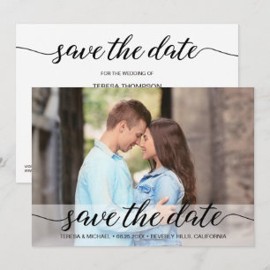 Aangepast modern script Verloving Foto eenvoudig Save The Date