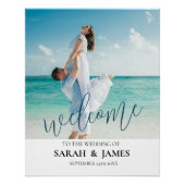 Aangepast modern strand huwelijks welkomstbord met perfect poster (Voorkant)