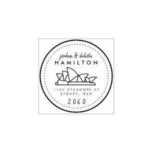 Aangepast modern Sydney Line Drawing Return-adres Rubberstempel
