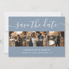Aangepast modern usty Blue Weddenschap 4 Foto Save The Date