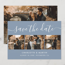 Aangepast modern usty Blue Weddenschap 4 Foto Save The Date