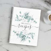 Aangepast modern Waterverf Greenery Script Recipe Notitieboek