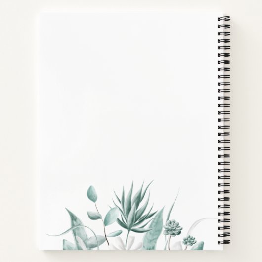 Aangepast modern Waterverf Greenery Script Recipe Notitieboek (Achterkant)